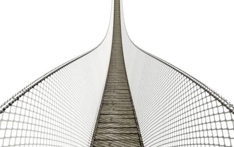 Rope Bridge On White Ilustração Stock