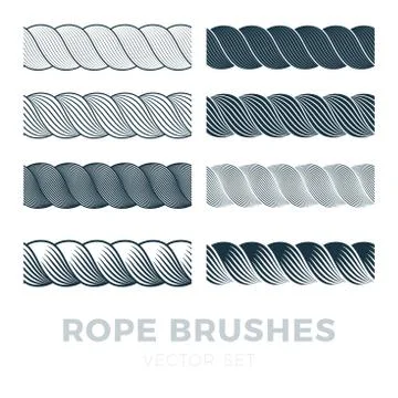 Rope brushes frame, decorative black line set with text. Thick cord or wire e Stock Illustration