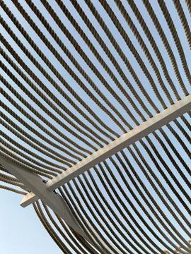 Rope canopy structure. Terrace. Stock Photos