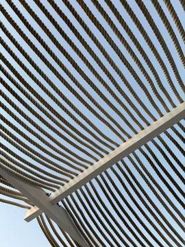 Rope canopy structure. Terrace. Stock Photos