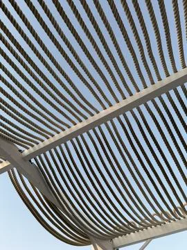 Rope canopy structure. Terrace. Stock Photos