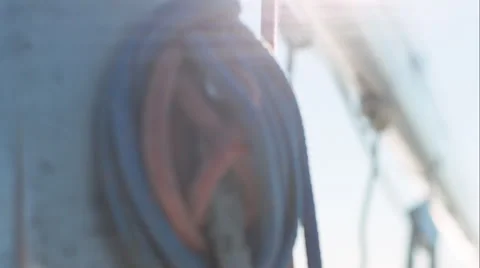 Rope on a cleat on a boat Stock Footage 48865647