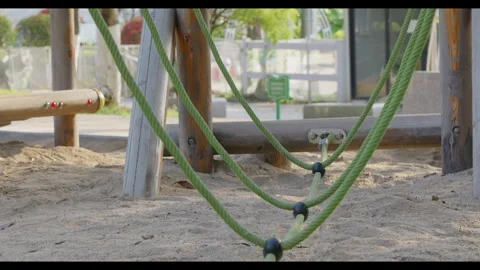 Rope Climbing Structure in Sandy Playground Stock Footage 330951021