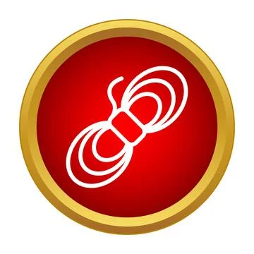 Rope coil icon inside red gold circle Stock Illustration