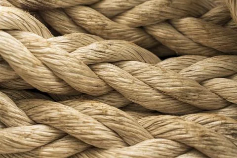Rope coils used to anchor large ships, large-sized ropes Stock Photos