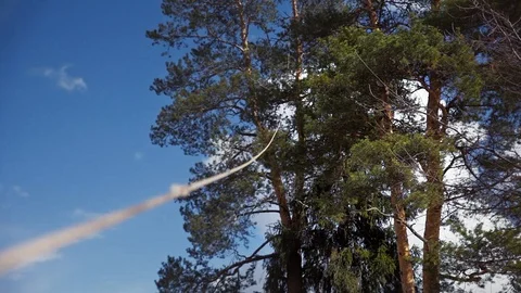Rope dangling in the air which will drop a tree Stock Footage 97408410