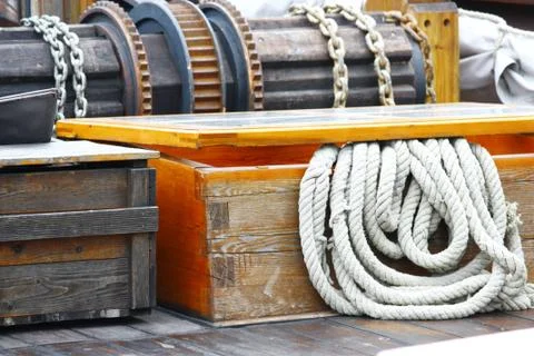 Rope on deck Stock Photos