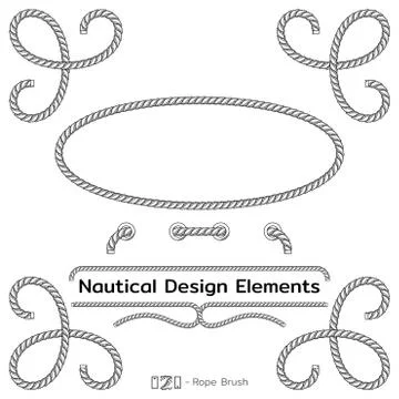 Rope design elements. Frame for text of marine theme. Template, nautical design イラスト素材