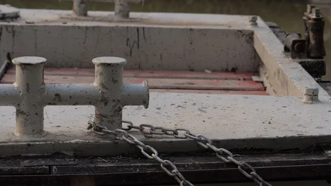 Rope fastener and chain on the old boat Stock Footage 101727305