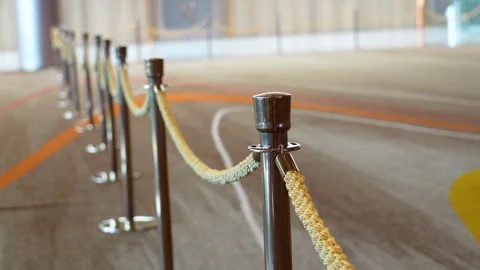 Rope fencing with silver posts for an expensive event. Stock Footage 264329713