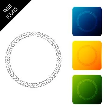 Rope frame icon isolated. Frames from nautical rope. Round marine rope for Stock Illustration
