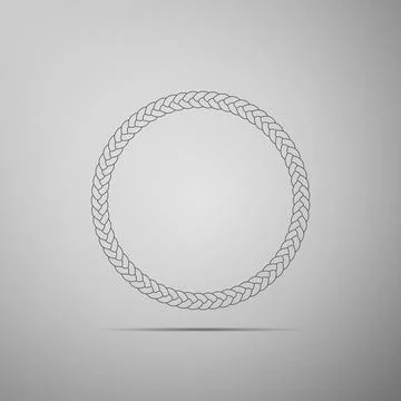 Rope frame icon isolated on grey background. Frames from nautical rope. Round Stock Illustration