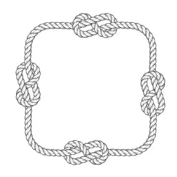 Rope frame - square rope frame with knots, vintage style Stock Illustration