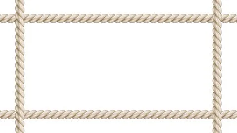 Rope frame on white background. Realistic vector illustration. Stock Illustration