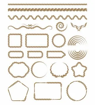 Rope Frames and Decorative Borders Set Stock Illustration