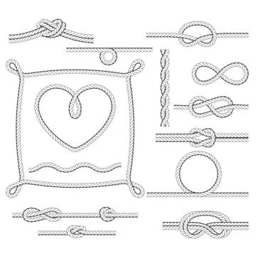 Rope frames and knots - borders and corners Stock Illustration