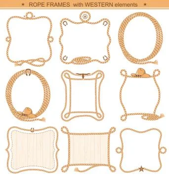 Rope frames background for text with cowboy elements isolated Illustrazione stock