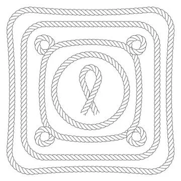 Rope frames with loops - square and round Stock Illustration