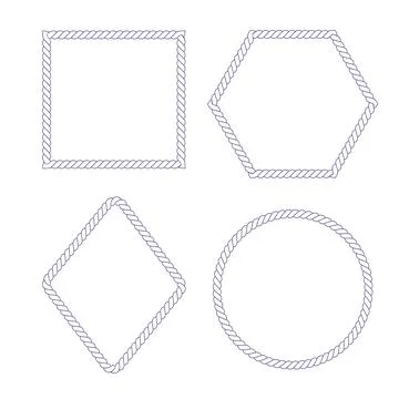 Rope frames set vector illustration. Collection of shapes isolated on the whi Illustrazione stock