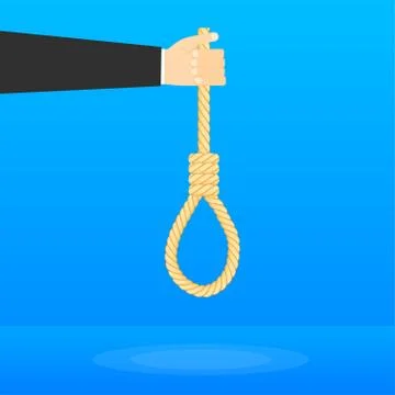 Rope hanging loop. Suicide and business. Tightens noose. Vector illustration. Stock Illustration