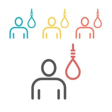 Rope hanging loop. Vector of rope noose with hangmans knot. Death penalty by Stock Illustration