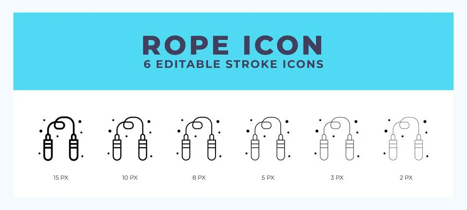 Rope icon set with different stroke. Vector illustration with editable stroke Illustrazione stock