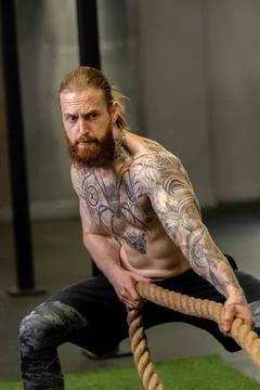 Rope invisible man tug pull was casual force person competition, concept Stock Photos