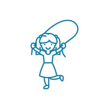 Rope jumping linear icon concept. Rope jumping line vector sign, symbol Stock Illustration