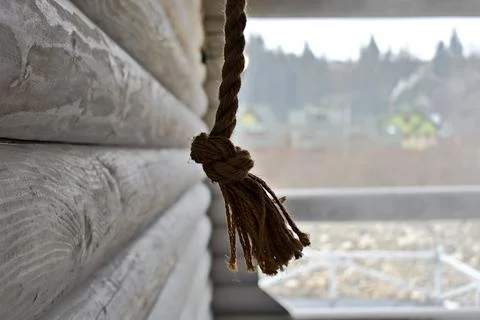 Rope with knot at the end close up Stock Photos
