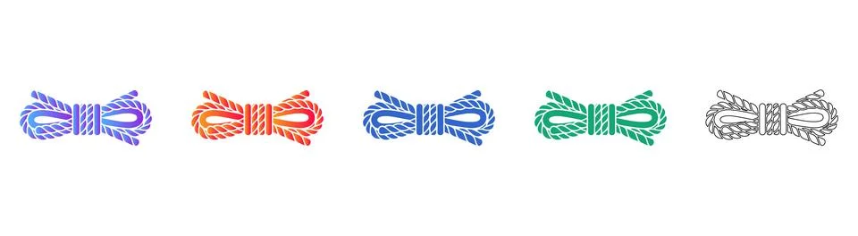 Rope Knot Icon Set in Gradient and Line Art Styles Stock Illustration