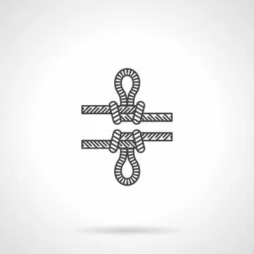 Rope knot with loop flat line vector icon Stock Illustration