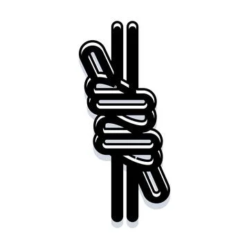 Rope knot securing connection on white background Illustrazione stock