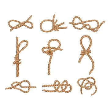 Rope knot set cartoon vector illustration Illustrazione stock