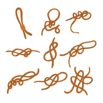 Rope knot set cartoon vector illustration Illustrazione stock