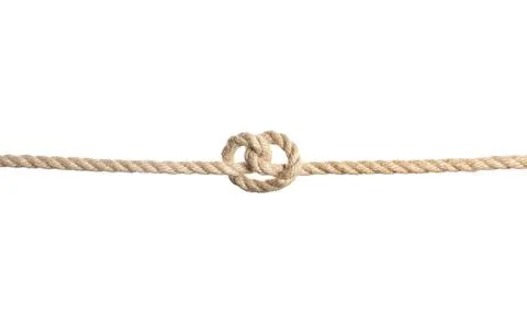 Rope with knot on white background. Simple design 写真素材