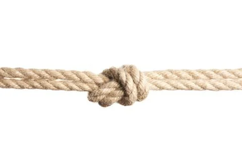 Rope with knot on white background. Simple design 写真素材