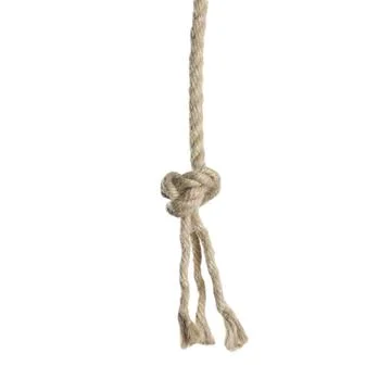 Rope with knot on white background. Simple design 写真素材