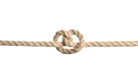Rope with knot on white background. Simple design 写真素材
