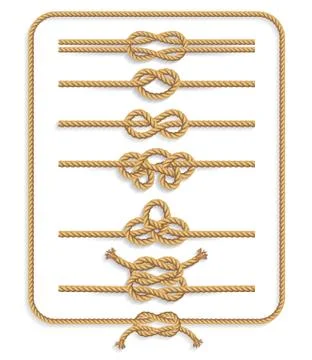 Rope knots collection. Vector illustrations. Stock Illustration