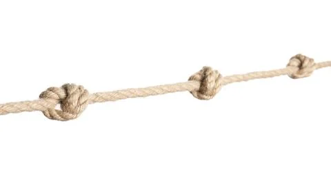 Rope with knots on white background. Simple design 写真素材