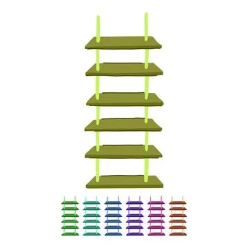 Rope ladder concept for climbing high and reaching goals graphic Ilustração Stock