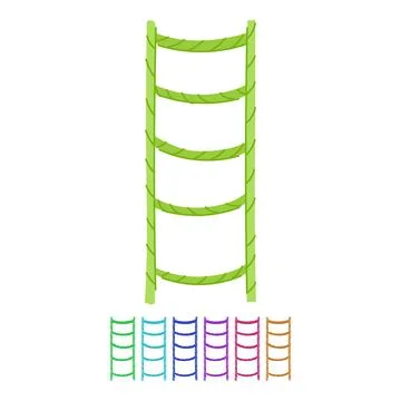 Rope ladder reaching upwards representing progress and development graphic Stock Illustration