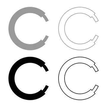 Rope line hawser cable electric circle shape for car set icon grey black co.. イラスト素材