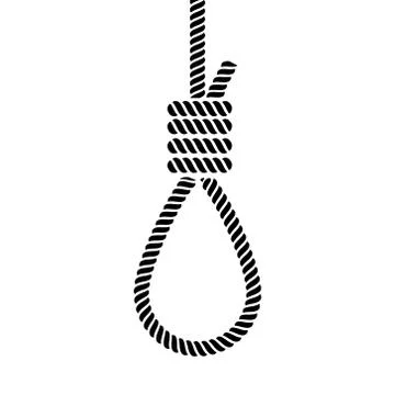 Rope loop noose icon. Vector rope hangman line illustration Stock Illustration