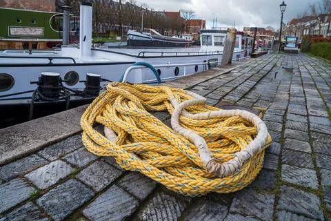 Rope next to a ship Stock Photos