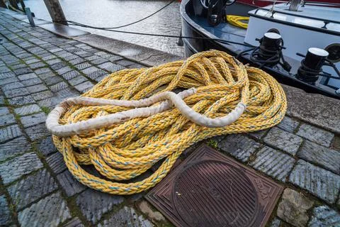 Rope next to a ship Stock Photos