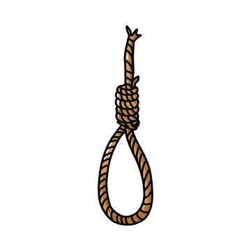 Rope noose with hangman's knot, doodle vector illustration, the gallows Stock Illustration