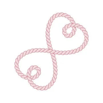 Rope with overlapping hearts forming infinity symbol vector illustration Stock Illustration
