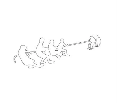 Rope pulling outline 스톡 일러스트