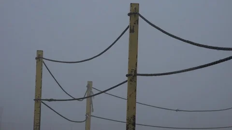 Rope Railing In Strong Winds on Mount Washington Stock Footage 107073499